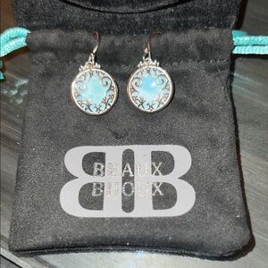 Silver and Blue Filigree Earrings
